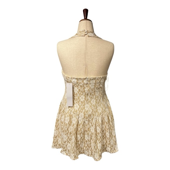NWT D. ARK Cream Lace Halter Mini Dress Size L - Picture 6 of 12